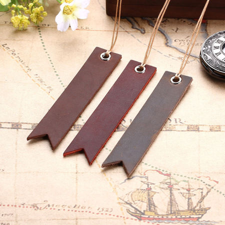 Cowhide Leather Bookmark Rectangle 10cm x 2cm, 1 Piece