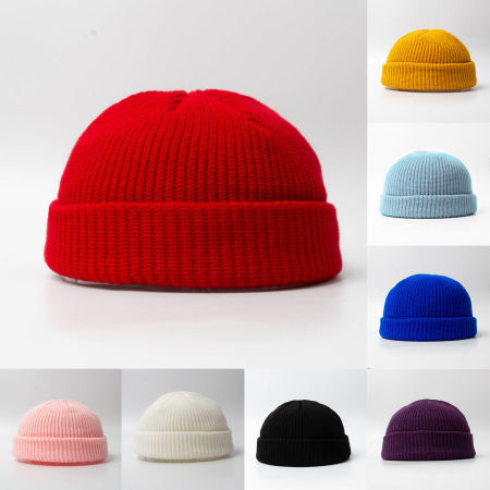Acrylwolle Strickmütze Unisex einfarbig