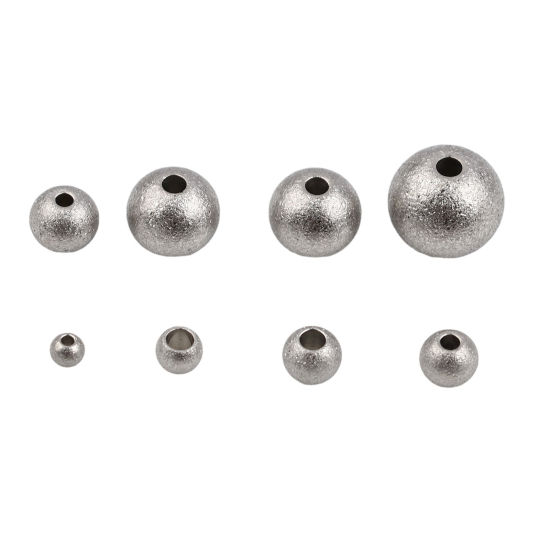Image de Perles en Acier Inoxydable Rond Gris-Argent 10 Pcs