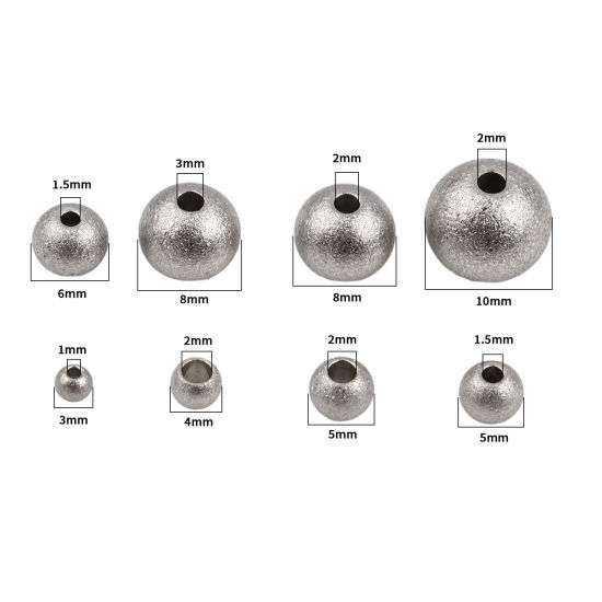 Image de Perles en Acier Inoxydable Rond Gris-Argent 10 Pcs