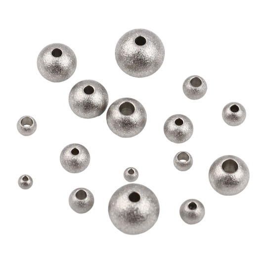 Image de Perles en Acier Inoxydable Rond Gris-Argent 10 Pcs