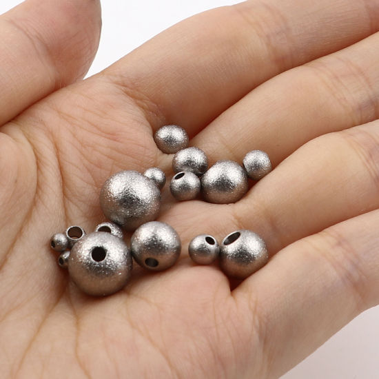 Image de Perles en Acier Inoxydable Rond Gris-Argent 10 Pcs