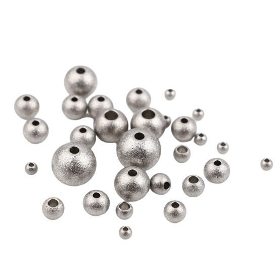 Image de Perles en Acier Inoxydable Rond Gris-Argent 10 Pcs