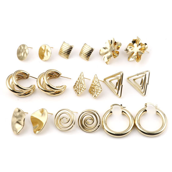 Image de Boucles d'Oreilles Puces avec Boucle 2 Pcs