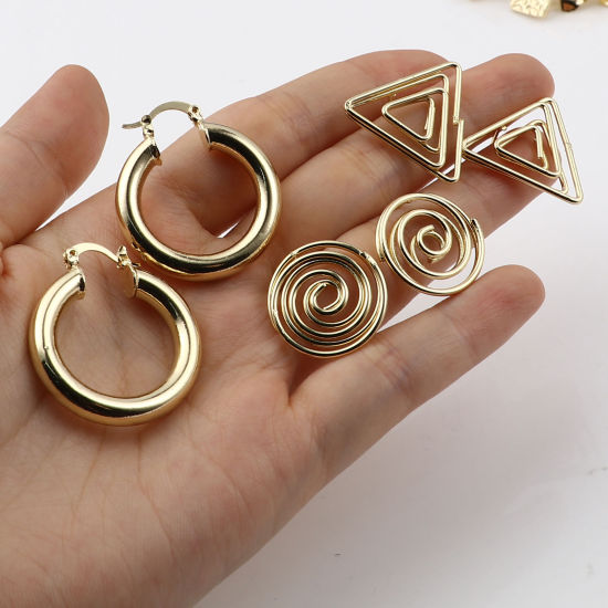 Image de Boucles d'Oreilles Puces avec Boucle 2 Pcs