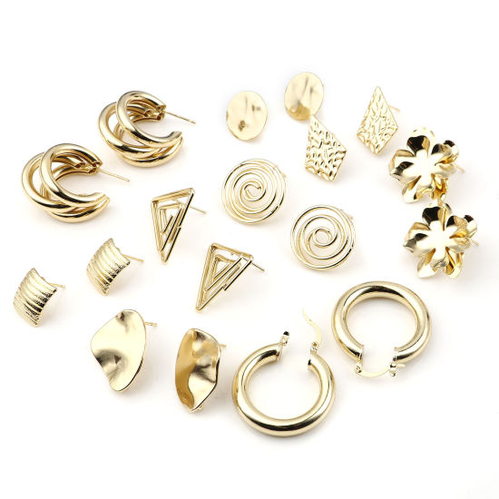 Image de Boucles d'Oreilles Puces avec Boucle 2 Pcs