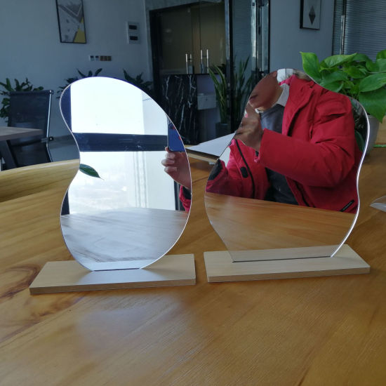 Image de Base en bois et miroir de maquillage de bureau en acrylique