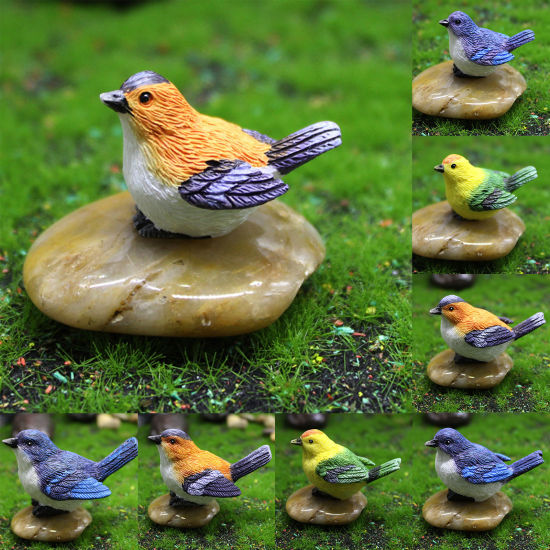 Image de Décoration miniature de micro paysage d'oiseau de simulation de résine