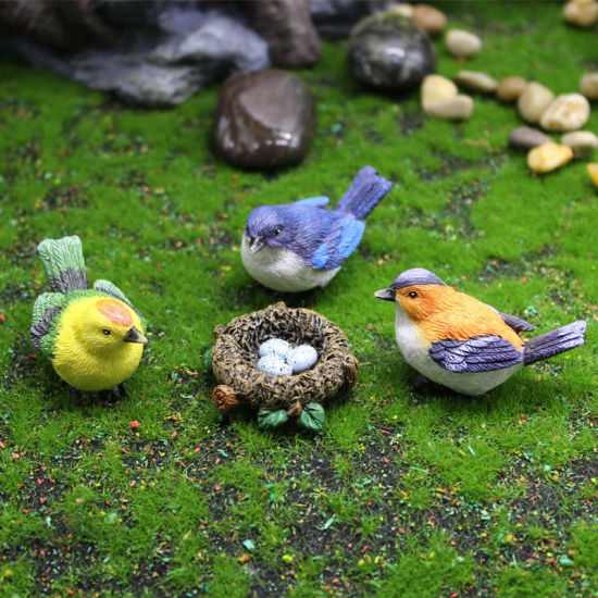 Image de Décoration miniature de micro paysage d'oiseau de simulation de résine