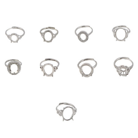 White Brass Open Adjustable Rings Cabochon Settings