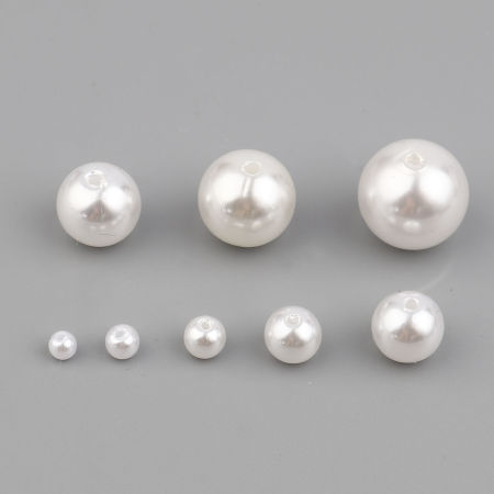 Acrylic Beads Round White Imitation Pearl