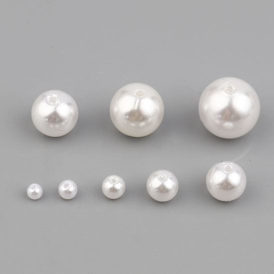 Image de Perles en Acrylique Rond Blanc Imitation Perles 1000 Pcs