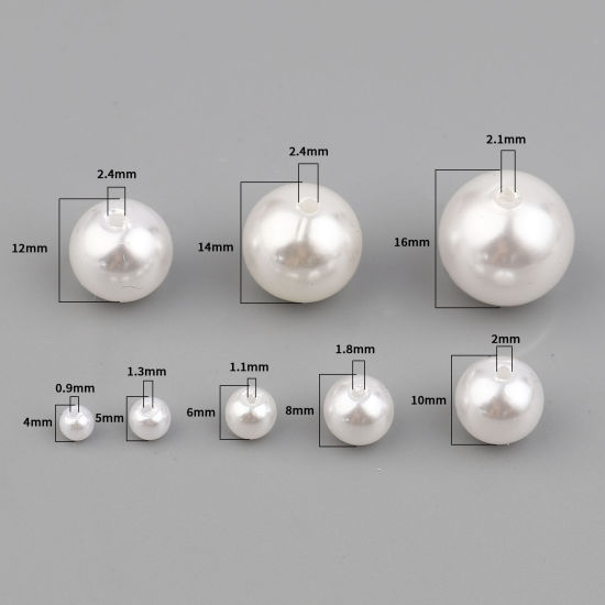 Image de Perles en Acrylique Rond Blanc Imitation Perles 1000 Pcs