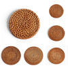 Imagen de Rattan Weaving Round Tea Coaster Mat Tea Ceremony Tools