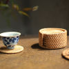 Imagen de Rattan Weaving Round Tea Coaster Mat Tea Ceremony Tools