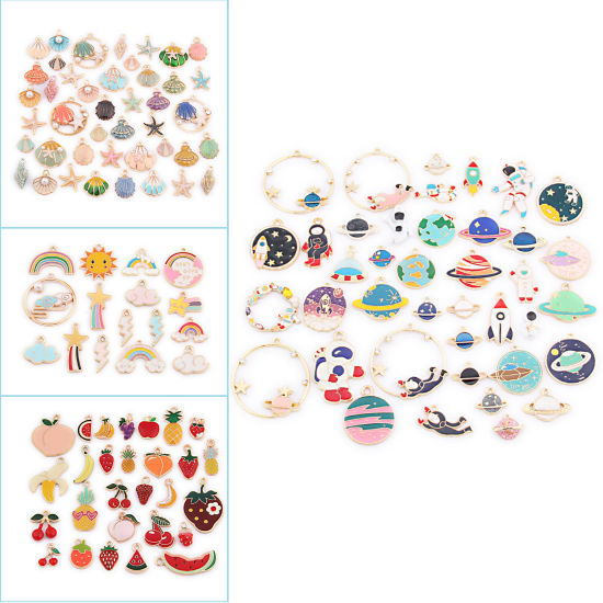 Immagine di Lega di Zinco Charms Colore Misto Smalto 1 Serie