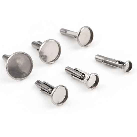 Image de Boutons de Manchettes en Acier Inoxydable Rond Rotatif 1 Pièce