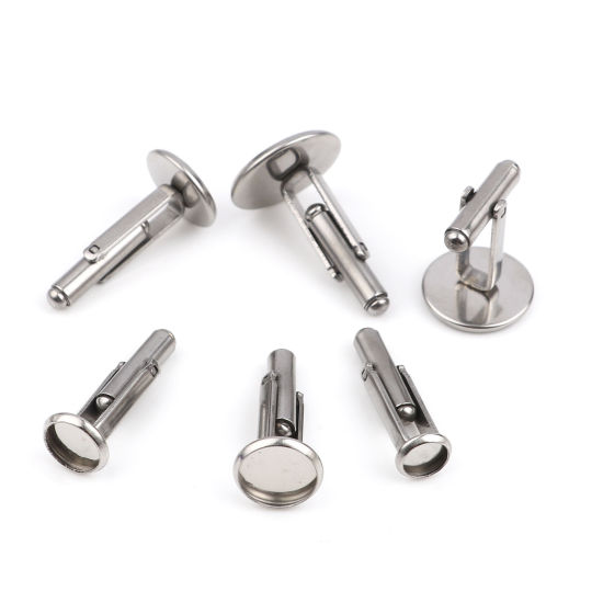 Image de Boutons de Manchettes en Acier Inoxydable Rond Rotatif 1 Pièce