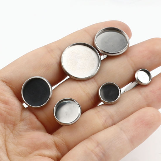 Image de Boutons de Manchettes en Acier Inoxydable Rond Rotatif 1 Pièce