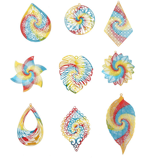 Image de Pendentifs Estampe en Filigrane en Alliage de Fer 5 Pcs