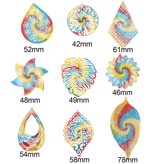 Image de Pendentifs Estampe en Filigrane en Alliage de Fer 5 Pcs