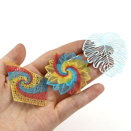 Image de Pendentifs Estampe en Filigrane en Alliage de Fer 5 Pcs