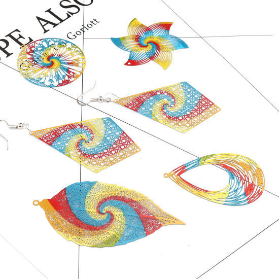 Image de Pendentifs Estampe en Filigrane en Alliage de Fer 5 Pcs