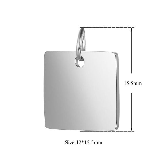 Image de Breloques en Acier Inoxydable Carré 1 Pièce