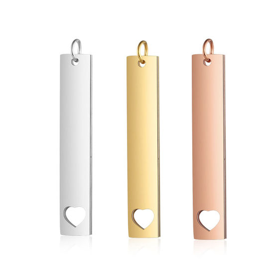 Image de Pendentifs en Acier Inoxydable Rectangle Cœur 1 Pièce
