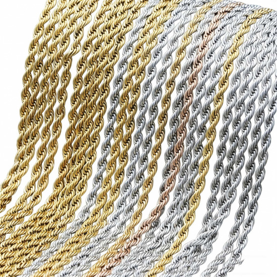 Image de Colliers En Gros en Acier Inoxydable, Chaîne Maille Torsade, Unisexe Élégant Minimaliste Cadeau Bijoux pour Détaillants 1 Pièce