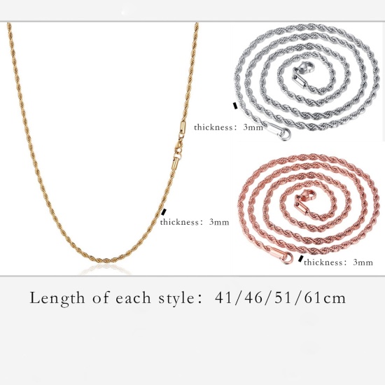 Image de Colliers En Gros en Acier Inoxydable, Chaîne Maille Torsade, Unisexe Élégant Minimaliste Cadeau Bijoux pour Détaillants 1 Pièce