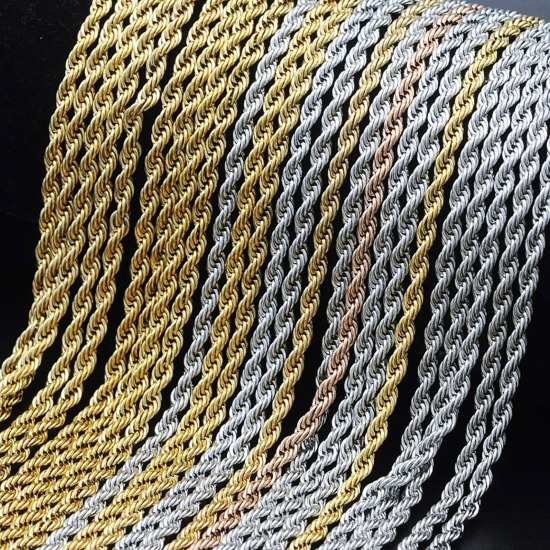 Image de Colliers En Gros en Acier Inoxydable, Chaîne Maille Torsade, Unisexe Élégant Minimaliste Cadeau Bijoux pour Détaillants 1 Pièce