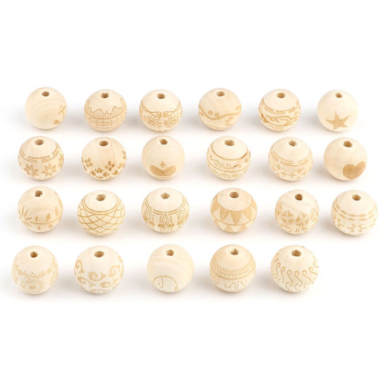 Image de Perles en Bois Naturel Rond 20 Pcs