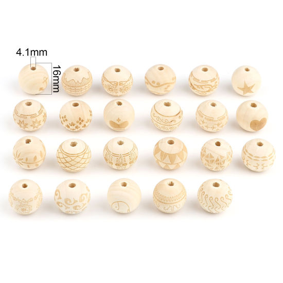 Image de Perles en Bois Naturel Rond 20 Pcs