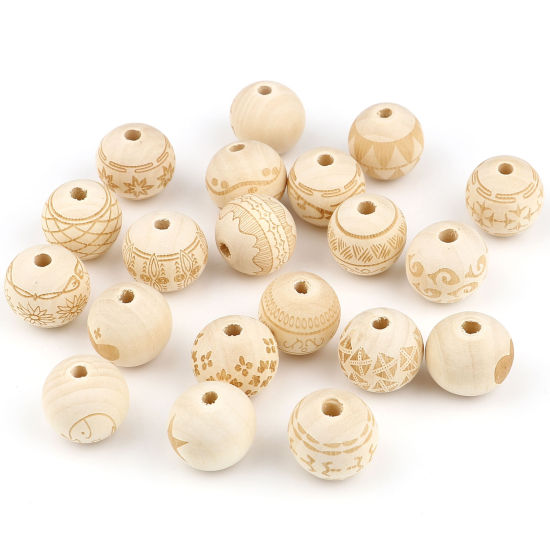 Image de Perles en Bois Naturel Rond 20 Pcs