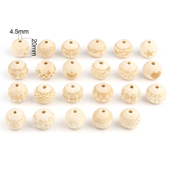 Image de Perles en Bois Naturel Rond 20 Pcs