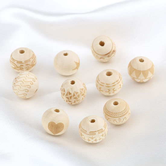 Image de Perles en Bois Naturel Rond 20 Pcs