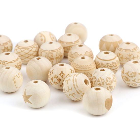 Image de Perles en Bois Naturel Rond 20 Pcs