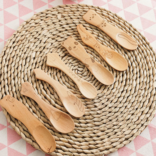 Image de Vaisselle de couverts en Bois Naturel Écologique avec cuillère en Bois Naturel Écologique pour enfants