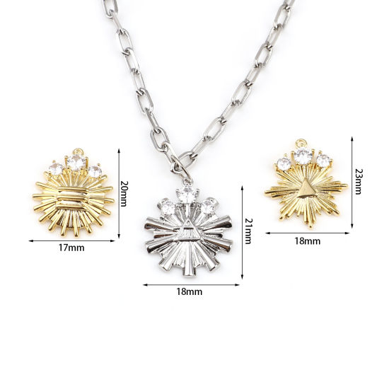 Bild von Messing Charms Bunt Schneeflocke Transparent Strass 2 Stück