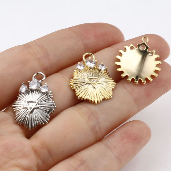 Bild von Messing Charms Bunt Schneeflocke Transparent Strass 2 Stück