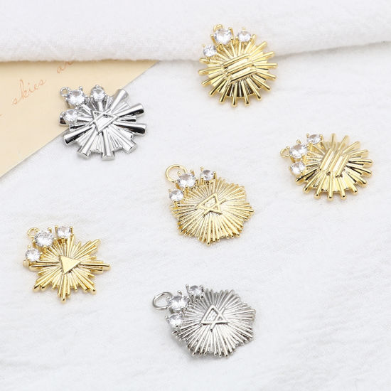 Bild von Messing Charms Bunt Schneeflocke Transparent Strass 2 Stück
