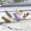 Picture of Zinc Based Alloy Label Tags Rectangle " Handmade " 36mm x 10mm 35mm x 12mm, 5 Sets ( 2 PCs/Set)