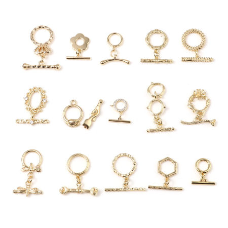Fermoir Toggle en Laiton Plaqué Or Véritable 18K 1 Pièce
