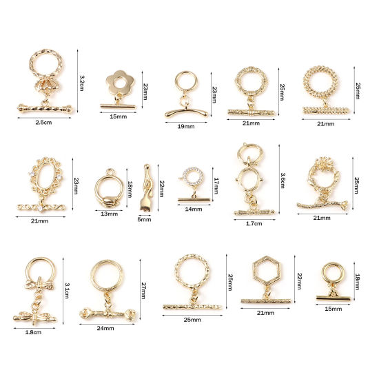 Image de Fermoir Toggle en Laiton Plaqué Or Véritable 18K 1 Pièce
