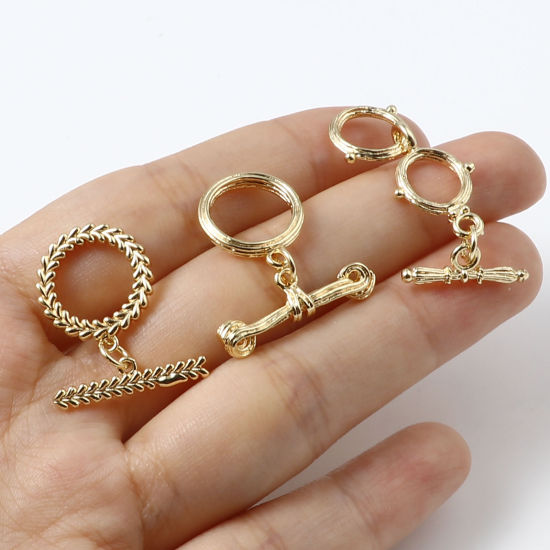 Image de Fermoir Toggle en Laiton Plaqué Or Véritable 18K 1 Pièce