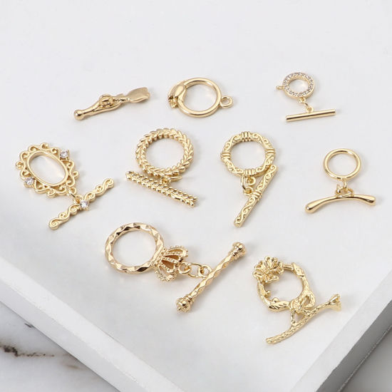 Image de Fermoir Toggle en Laiton Plaqué Or Véritable 18K 1 Pièce