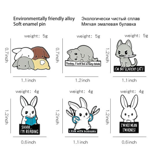 ブローチ 猫 ウサギ 多色 エナメル 1 個 の画像