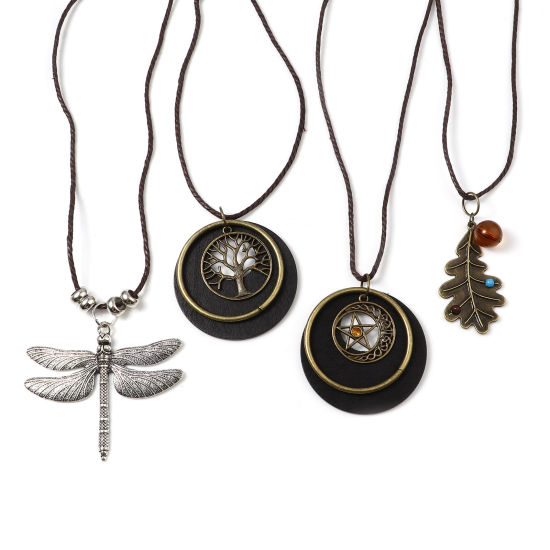 Image de Collier de Chandail en Alliage de Zinc & Bois Multicolore 2 Pièces
