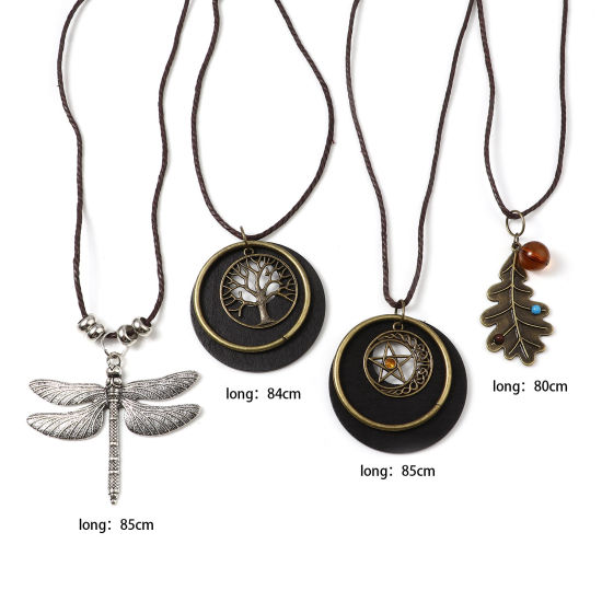 Image de Collier de Chandail en Alliage de Zinc & Bois Multicolore 2 Pièces